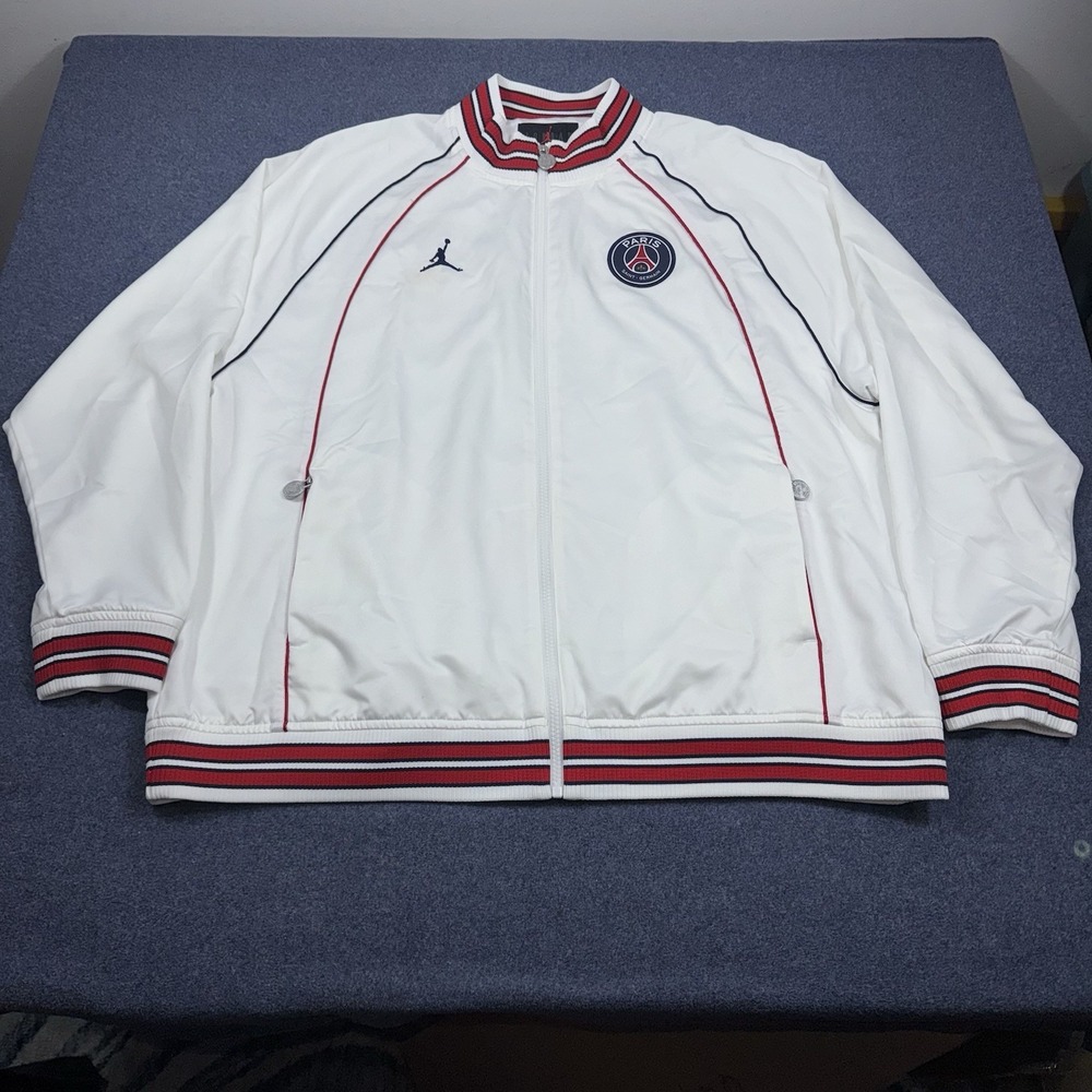 Jordan PSG Paris Saint-Germain Satin Jacket Size XL White Nike Soccer Football